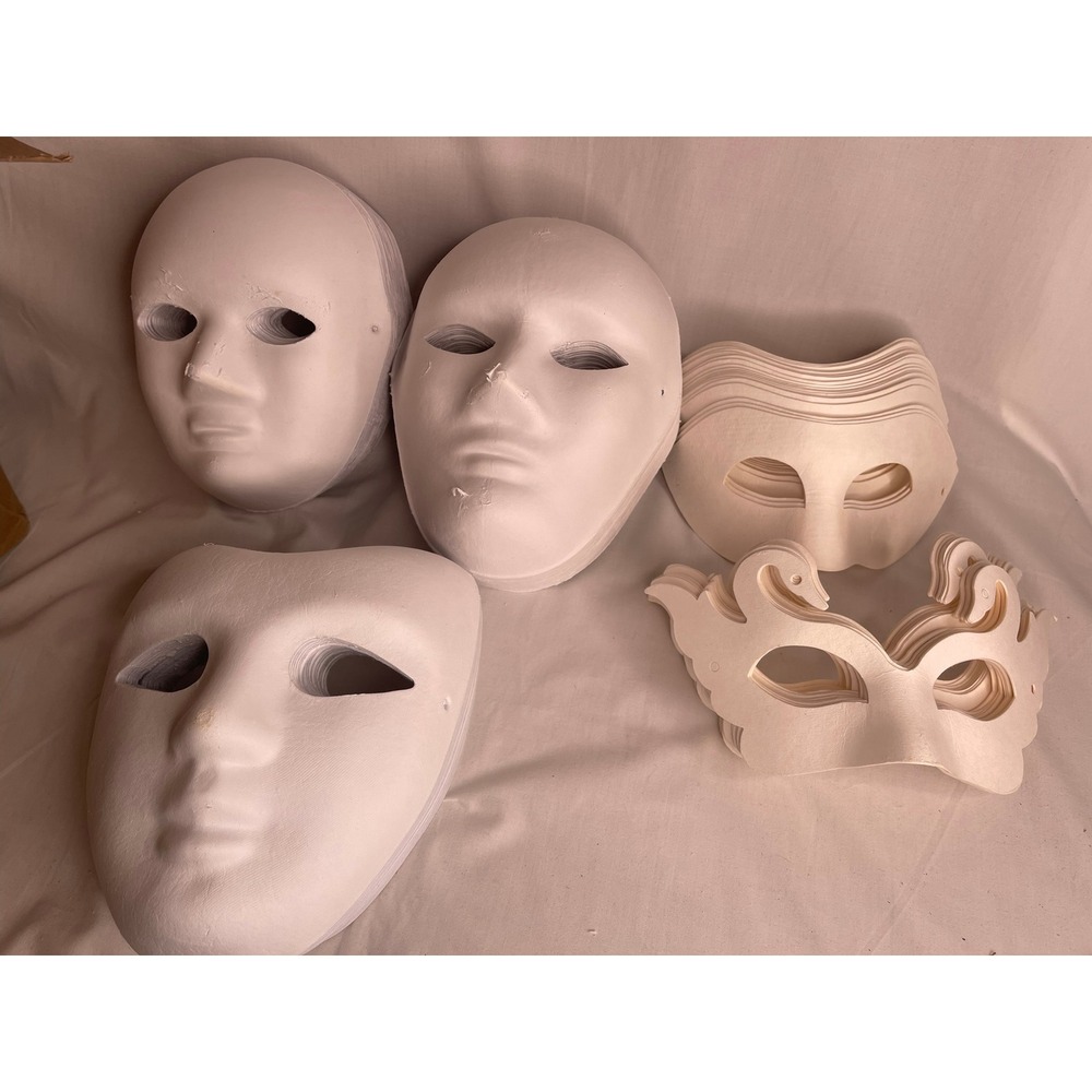 Wettarn 100 Pcs White Paper Mache Masks DIY Craft Masquerade 5‎ Styles WAY2283